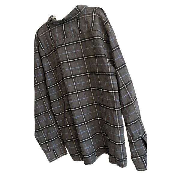 Wrangler Mens 3XL XXXL Gray & Blue Checkered Flannel Work Chore Shirt - Picture 7 of 10